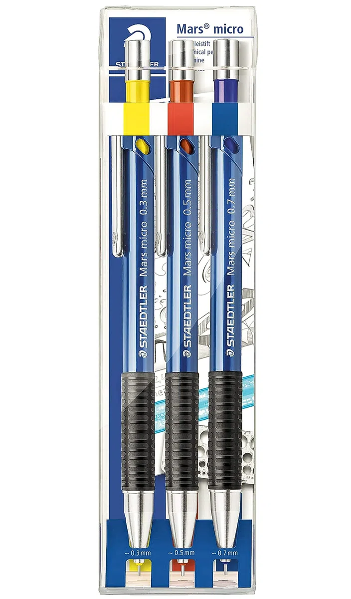 Staedtler Marsmicro 775SCWP3 0,3-0,7 Juego de 3 colores (1, incluye minas 03 HB?05 HB?07HB)