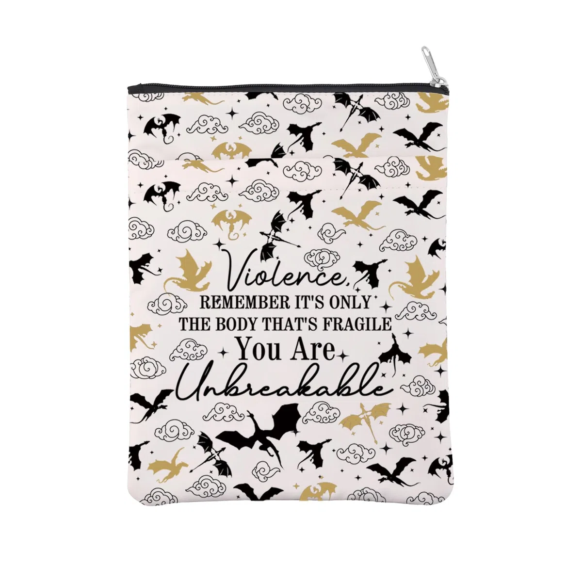 BAUNA Funda de libro inspirada en cuatro alas Basgiath War College, regalo de jinete de dragón irrompible BM, multicolor, impreso, con cremallera, cubierta de libro