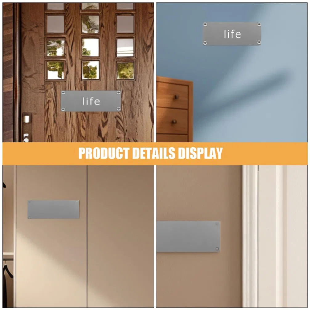 Healifty 10 placas de metal con nombre en blanco, pared de acero inoxidable con cuatro agujeros para signos en blanco en casa, oficina, negocios