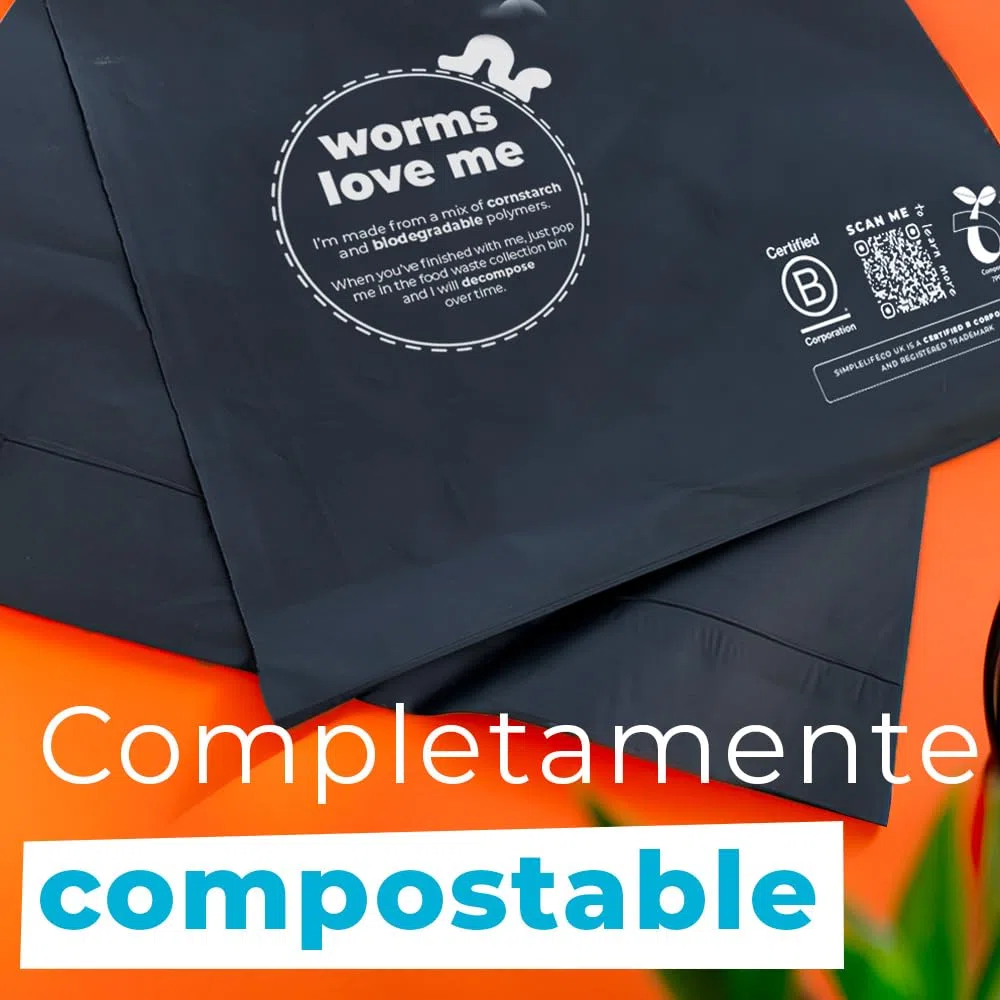Juego de 25 bolsas de envío compostables | Bolsas de envío certificadas como neutras en carbono | Tamaño: 30 x 40 cm | Simplelifeco