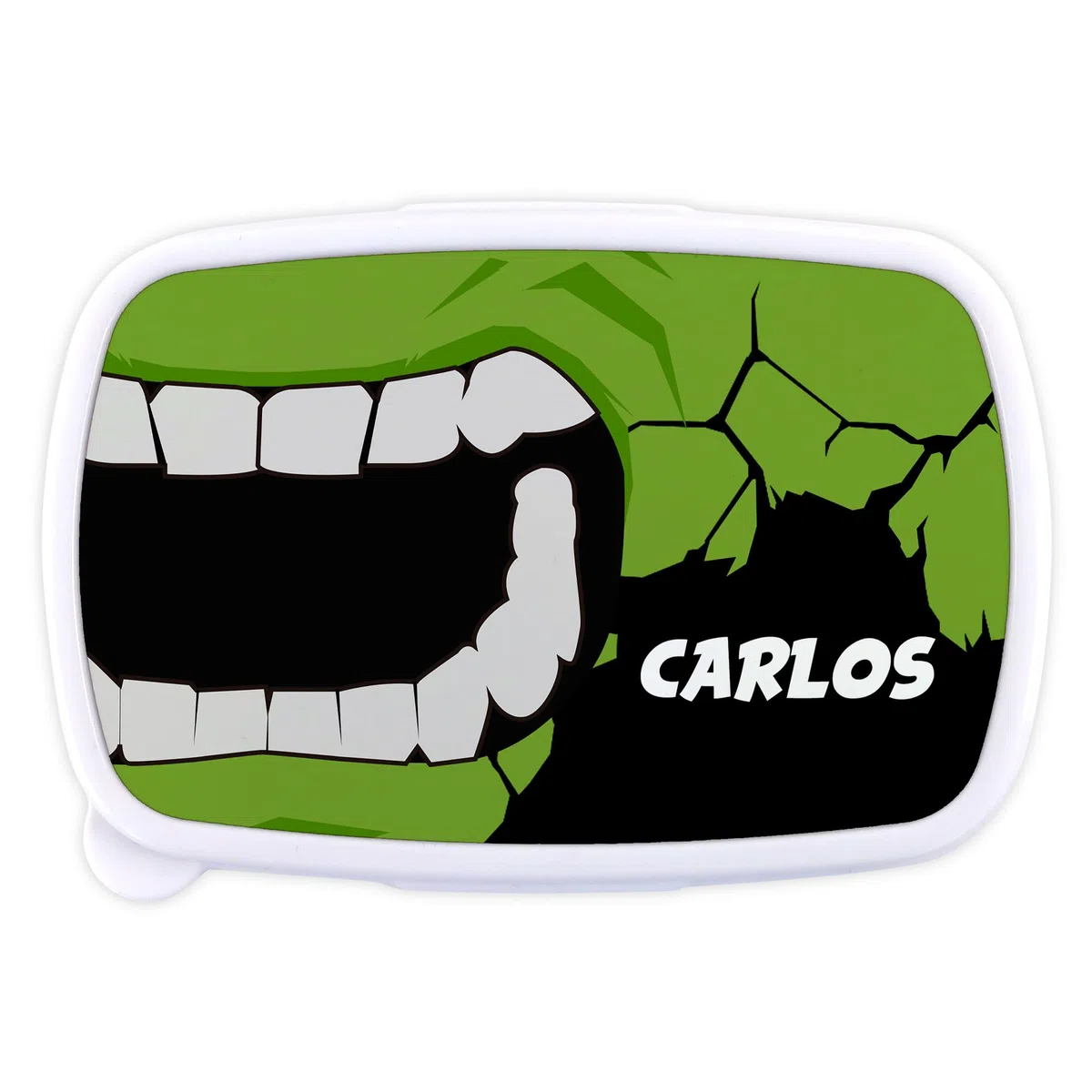 LolaPix Caja merienda personalizada. Regalos personalizados. Caja merienda con nombre. Apta para microondas y libre de BPA, filatos y metales pesados. Varios diseños. VERDE
