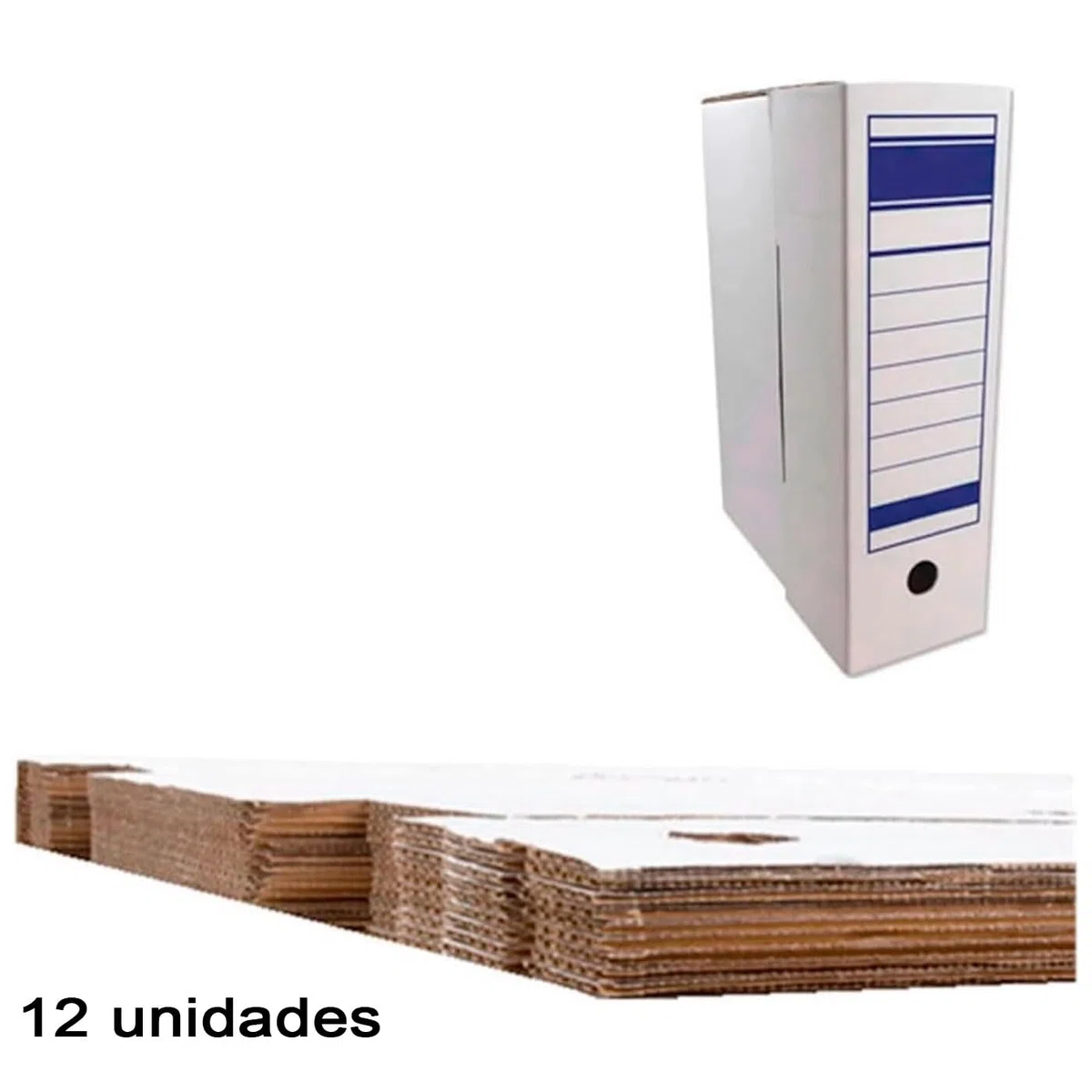 Acan Tradineur - Pack de 12 archivadores definitivos, caja archivo plegable de cartón, 2 posiciones, tamaño folio, fácil montaje, conservar documentos, facturas, 36 x 25 x 9 cm