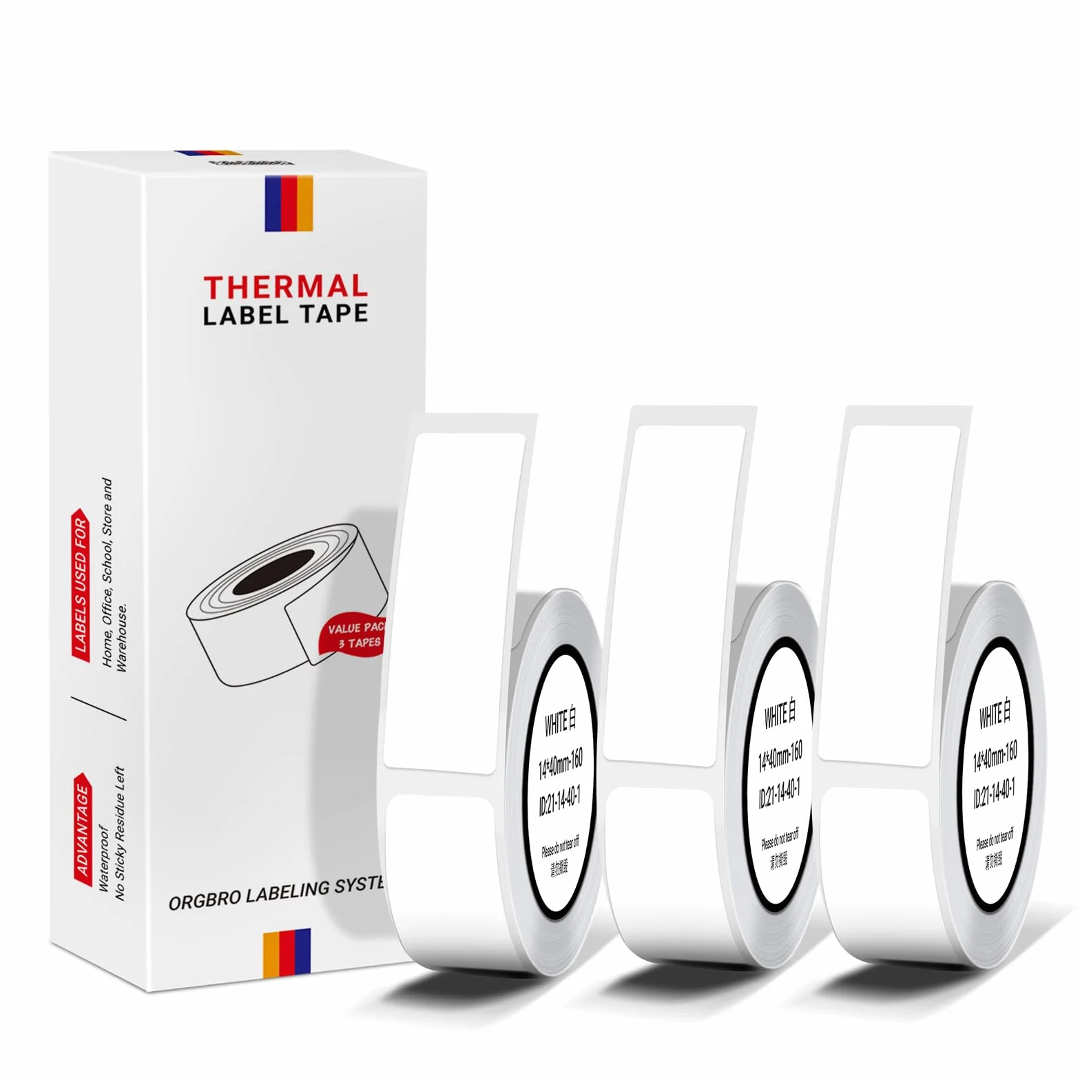 ORGBRO Etiqueta Térmica 12x40mm 160 Etiquetas/Rollo Blanco