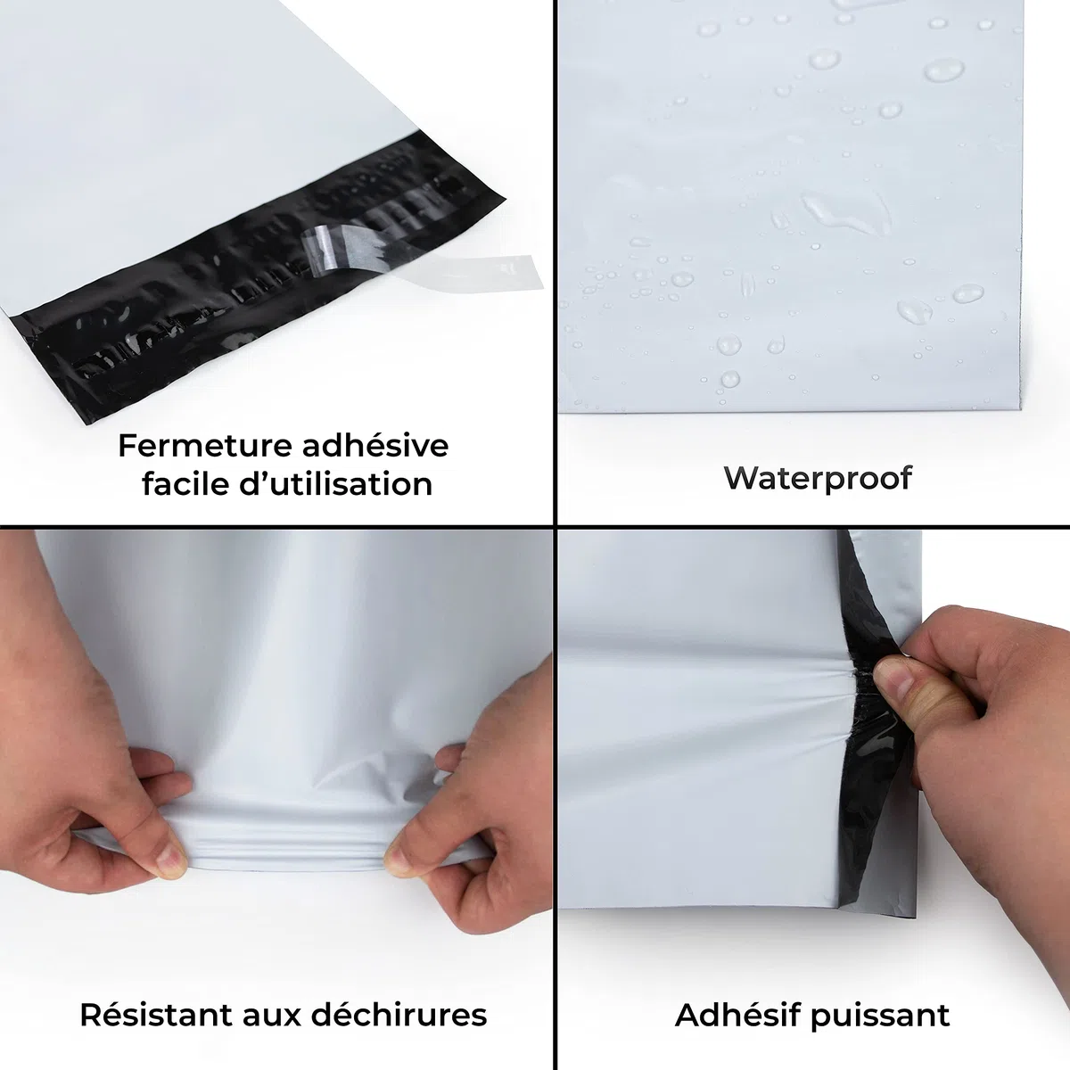 iboo - 100 sobres de plástico opacos blancos de 28 x 42 cm, bolsas de envío, sólidas, inviolables e impermeables - Lote de 100