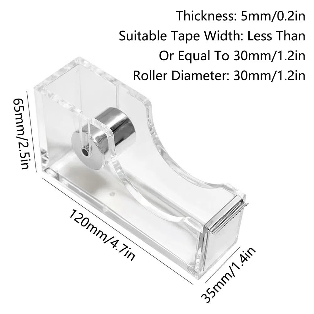 Dispensador de cinta acrílica, soporte transparente antideslizante para rollo de cinta de escritorio para artes, escuela, hogar y oficina [dorado]