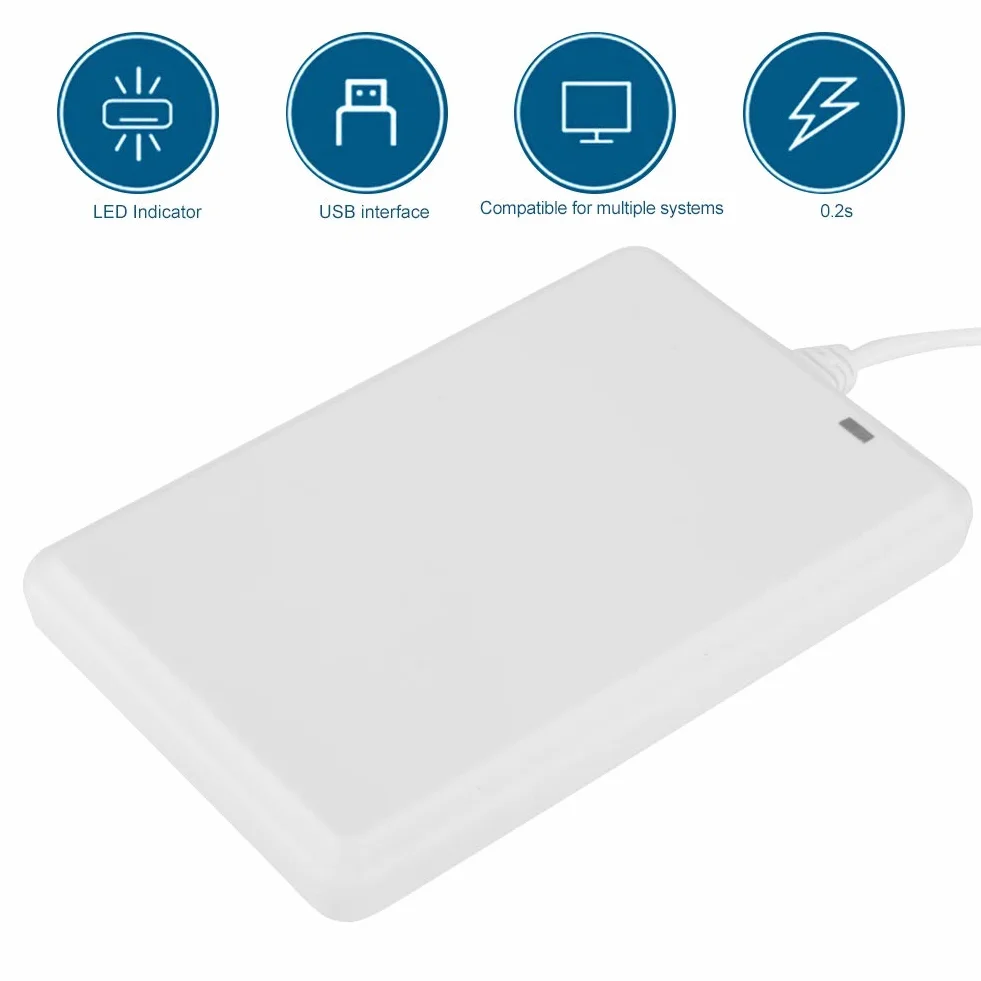 Lector de Tarjetas Inteligentes, Lector de Tarjetas de Acceso a la Puerta NFC, Interfaz USB, controlado por Controlador, para Negocios de Oficina (Tarjeta IC de 13,56 MHz)