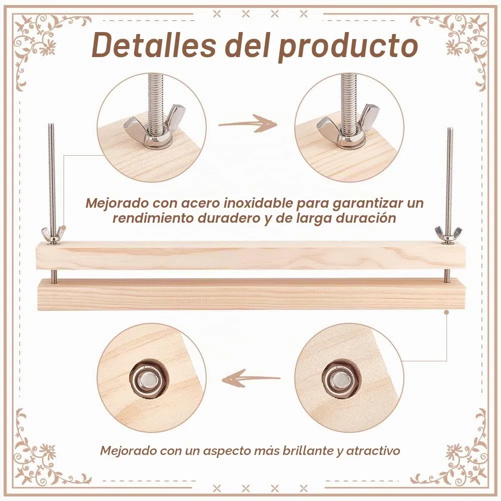 BENECREAT Prensa de Encuadernación de Madera Encuadernador de Prensa Grande Máquina de Prensa de Papel Plano de 380x38 mm/15x1.5 pulgadas Prensa de Acolchado de Factor de Forma de Madera