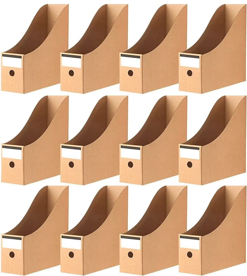 KAHEIGN 12 Piezas Titular de Archivos de Revistas, 26CM x 9CM Revistero de Cartón Kraft Caja de Almacenamiento de Documentos de Papelería Divisor Organizador de Archivos A4 para Hogar Oficina Escuela
