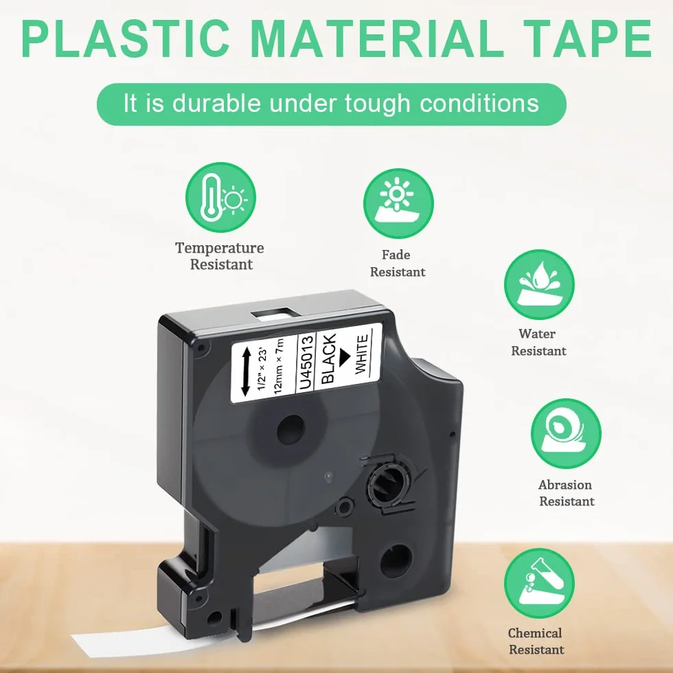 UniPlus Cintas de Etiquetas Compatible para Dymo D1 45013 S0720530 A45013 Cartucho para LabelManager 160 210D 260P 280 500TS LabelPoint 150 250 LabelWriter 450 Duo 12mm x 7m Negro sobre Blanco 6-Pack