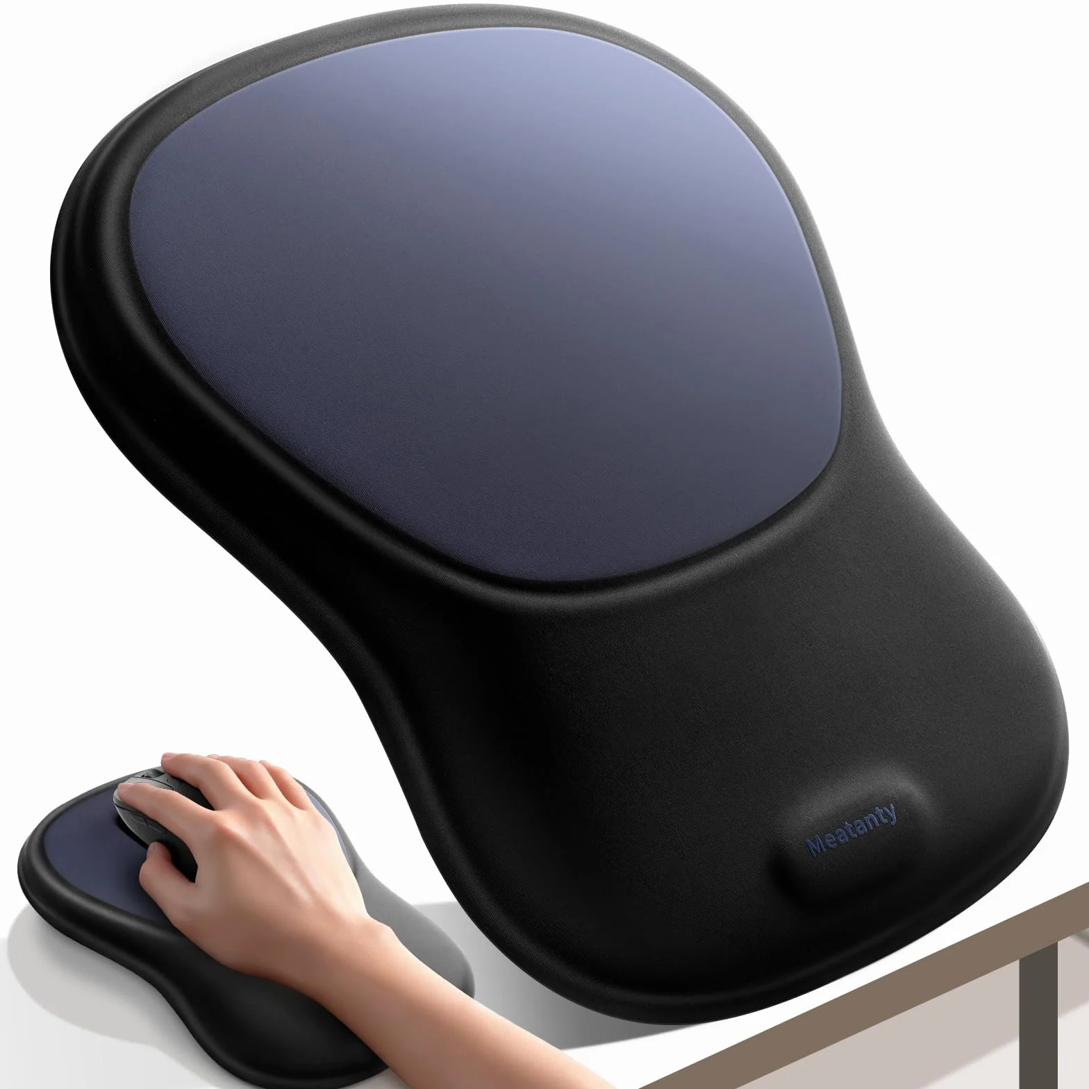 meatanty Alfombrilla Ratón Ergonómica con Reposamuñecas, Compatible con Logitech [Alivia El Dolor De Muñeca] [Espuma Viscoelástica] [Antideslizante] [Transpirable] Ideal para Oficina Y Casa (Negro)