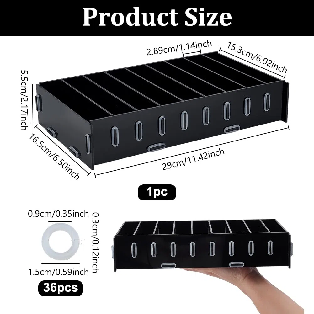 UNICRAFTALE Organizador de billetes con 8 compartimentos para dinero en efectivo, acceso rápido, caja de dinero, caja de dinero de plástico negro, organizador de billetes modular para el hogar, la
