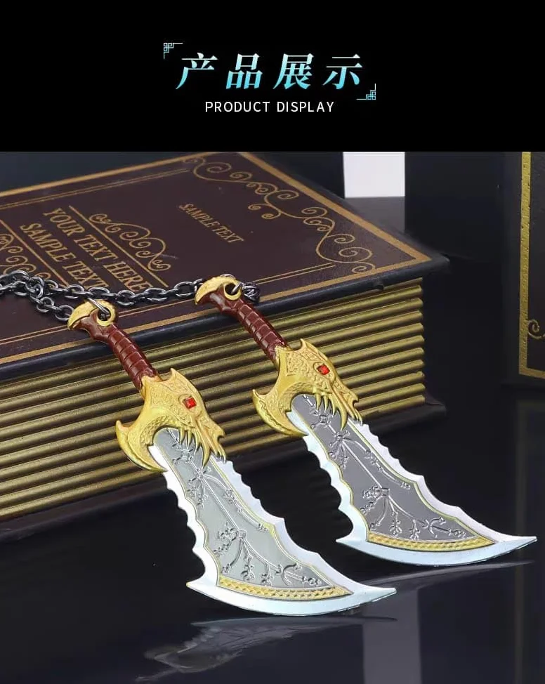 Abrecartas de las hojas del Kaos del guerrero de los dioses - Par de metal de 15 cm cada espada - Stand de exposición incluido