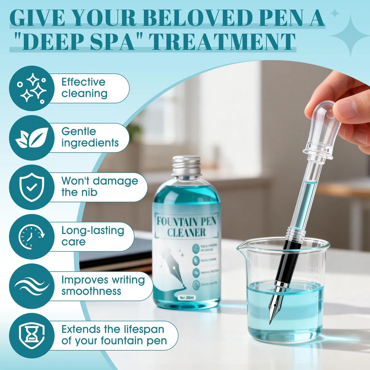 Limpiador Para Pluma Estilográfica, Fountain Pen Cleaning Kit, Limpiador de Plumas Estilográficas, Adecuado para Todo Tipo de Plumas Estilográficas y Plumillas