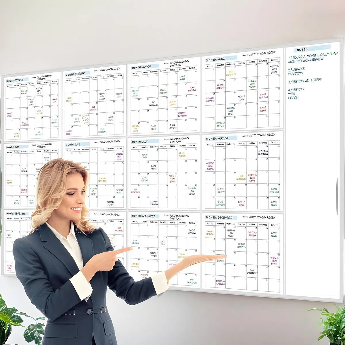 Planificador Anual 2026 Pared, 150 X 85cm Calendario Anual Pizarra Blanca Borrable En Calendario Planificador Anuals Borrable - Calendarios Anuals De Pizarra En Reutilizable Para