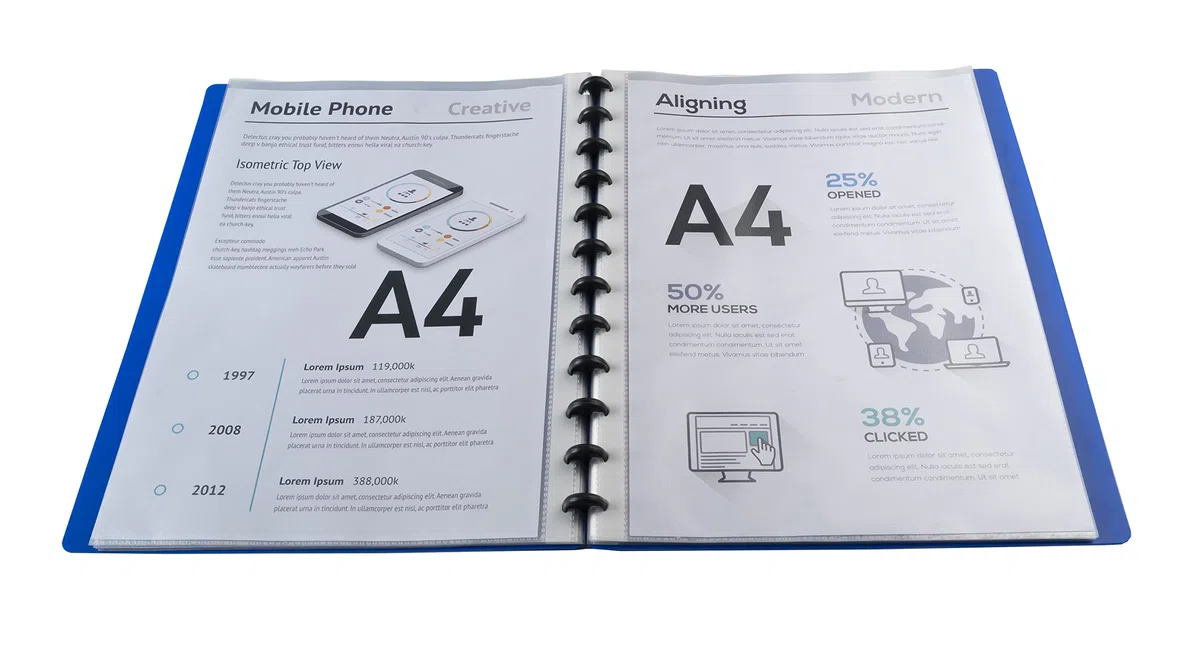 Exacompta 86362E - Carpeta de 30 fundas con anillas, A4, color azul