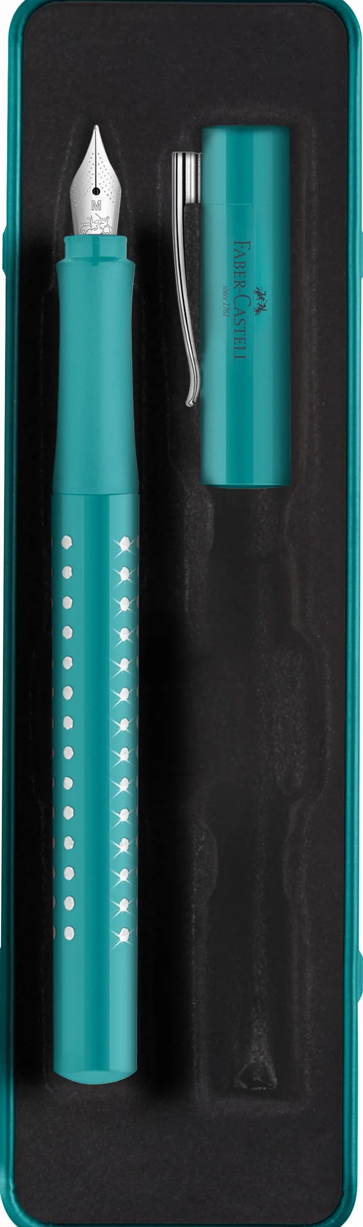 Faber-Castell 201516 - Pluma estilográfica Sparkle, ancho de plumín M, Océano, en estuche de regalo