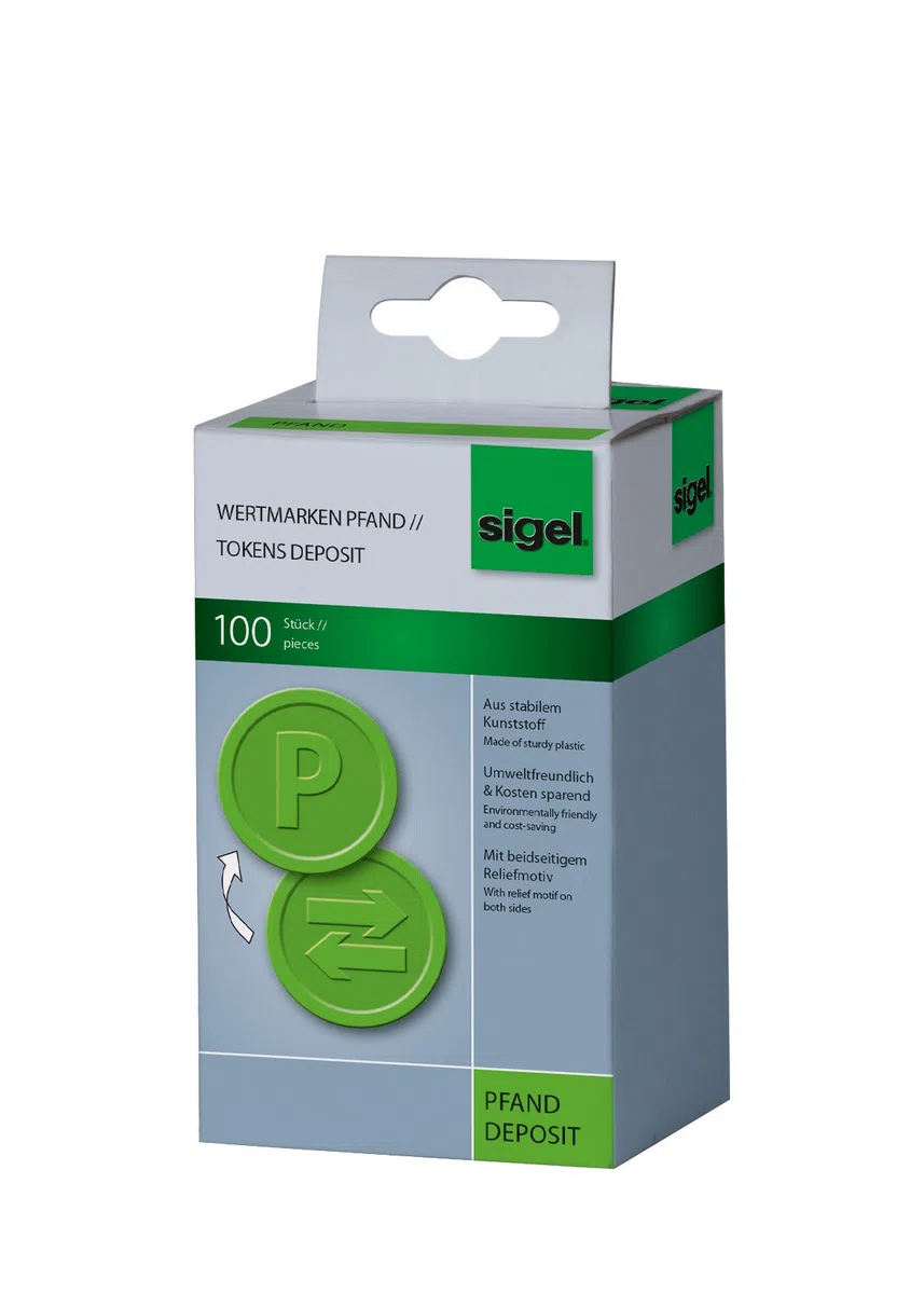 SIGEL WM009 Vales de retorno, diámetro 25 mm, verde, 100 unds.