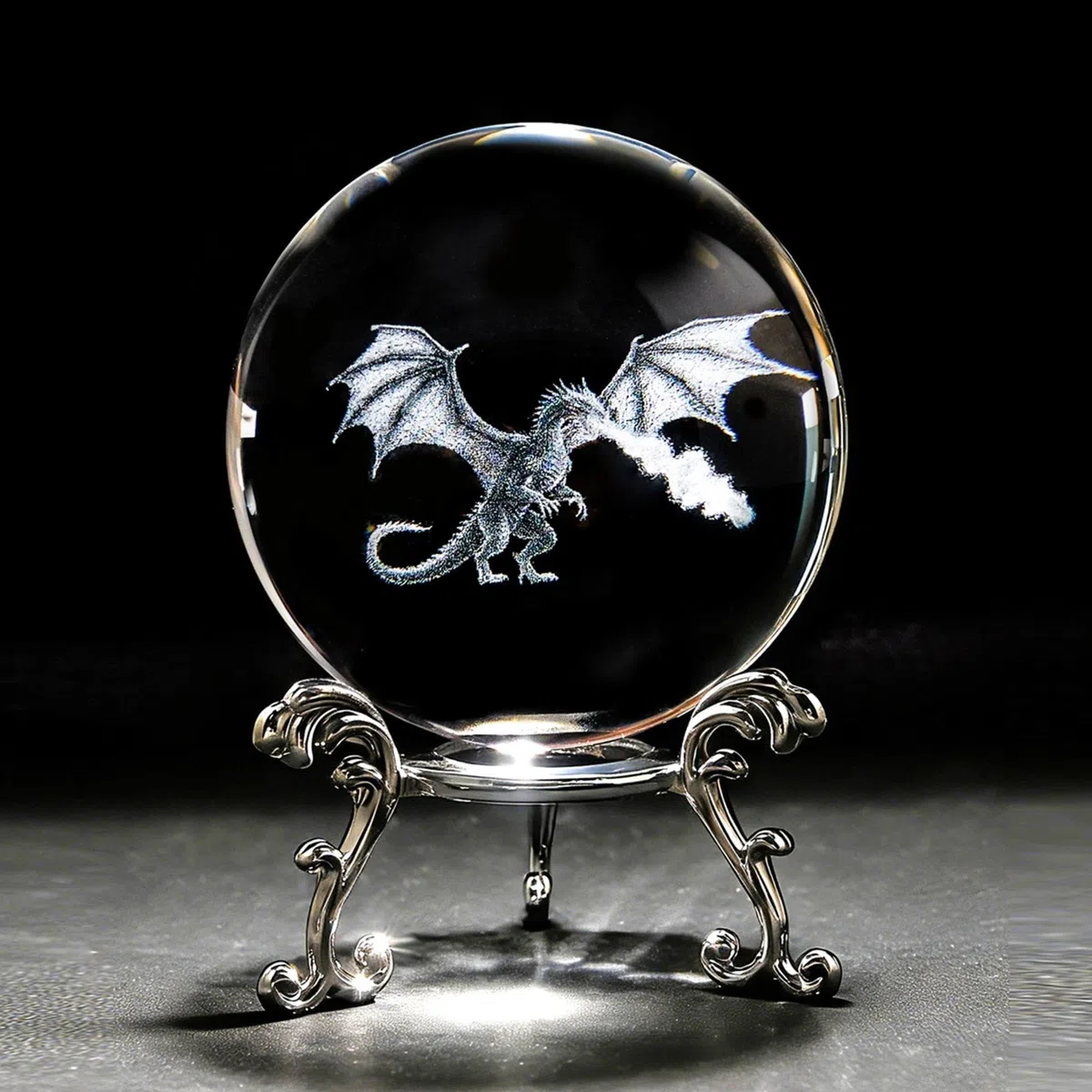 HDCRYSTALGIFTS Bola de cristal de dragón, 2.36 pulgadas (60 mm), bola decorativa de vidrio grabada con láser 3D para cumpleaños, Navidad, figuras de animales de vidrio, regalos de dragón para