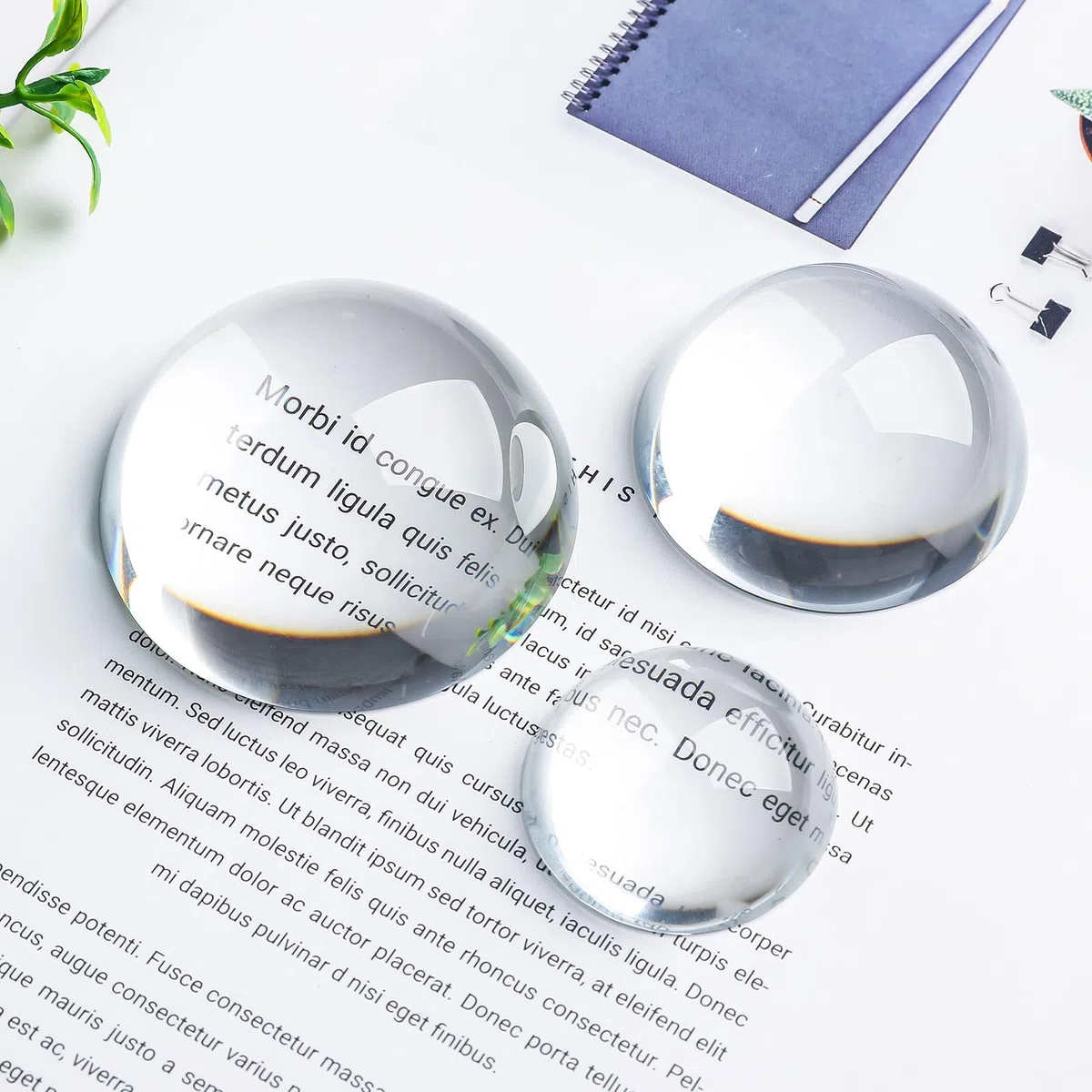 2 pisapapeles con lupa de cristal de 3.1 pulgadas, lupa de lectura, pesas de papel de cristal para eventos al aire libre, escritorio de oficina