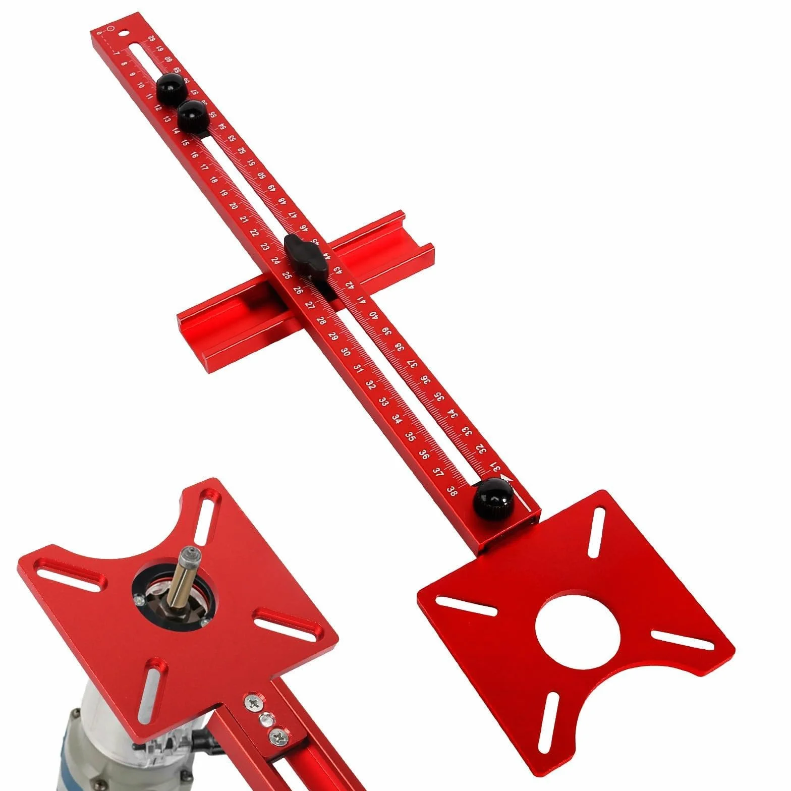 Compás de fresado de aluminio ajustable, plantilla de fresado métrico, accesorios para fresadora superior, plantillas de fresado para fresadoras superiores, placa de fresado para círculos y rectas