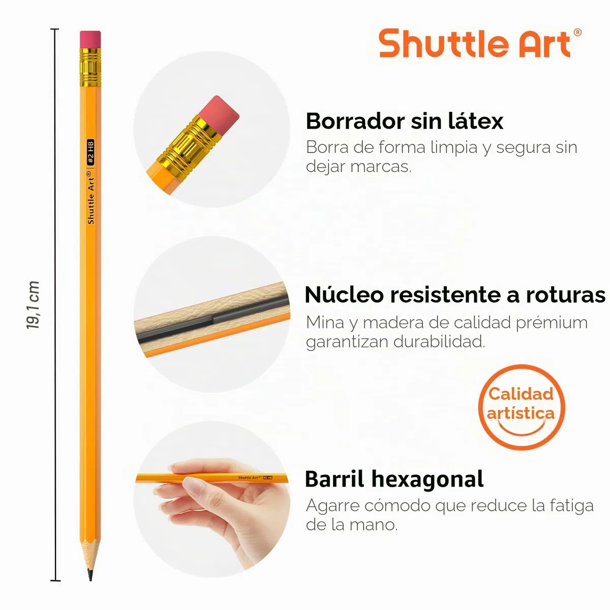 Shuttle Art 180 Lápices HB, Lápices Amarillos Afilados con Gomas de Borrar, Paquete a Granel Lápice de Grafito nº2 hb para Escuela para Escritura, Dibujo y Esbozo