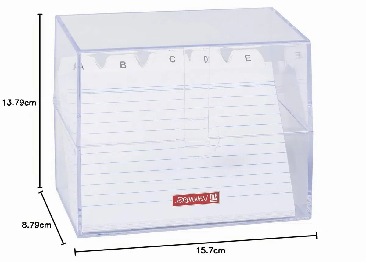 Brunnen 1020560 - Caja para fichas (poliestireno, 16,1 x 13,7 x 8,5 cm), transparente