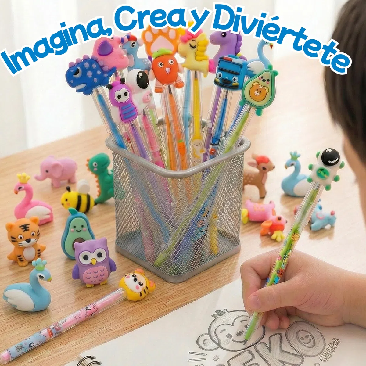 KeKo Pack 30 Lapices Apilables de Punta Intercambiable, 30 Bolsa,1 Chapa Cumpleaños,Regalos Cumpleaños Niños Colegio,Detalles Cumpleaños Niños,Regalitos para Invitados Infantiles,Detalles para Regalar