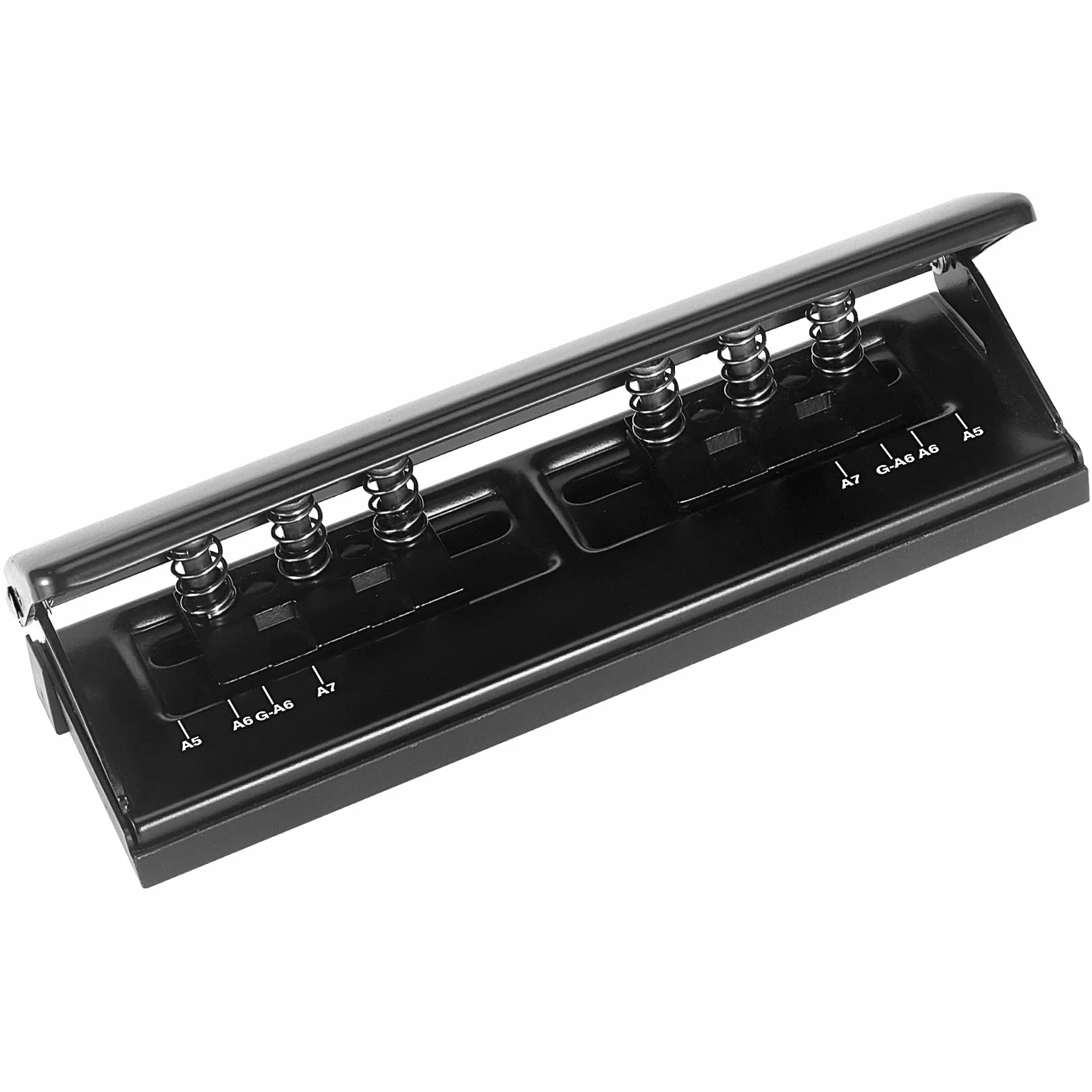 Perforadora de 6 Agujeros de Metal Ajustable, A5, A6, A7, 6 Agujeros, con Marcador de Posicionamiento, 6 Hojas de Capacidad, Para Planificador, Personal, Agenda (Negro)
