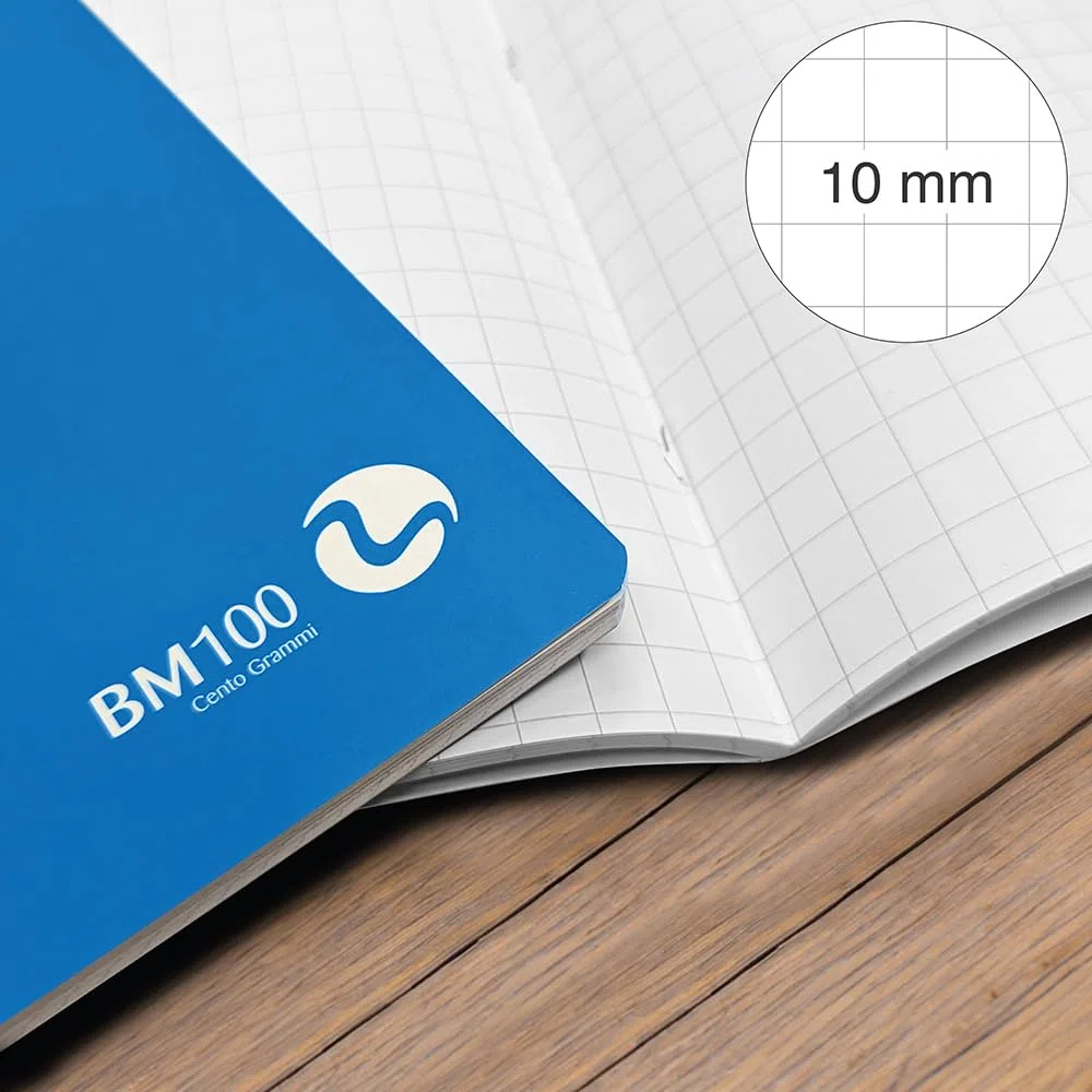 BM BeMore Centus 0101036 – Cuaderno A4 – Rayado 10 mm – Cuadrícula 1 cm – Papel 100 g/m² – 9 colores surtidos – Paquete de 12 cuadernos