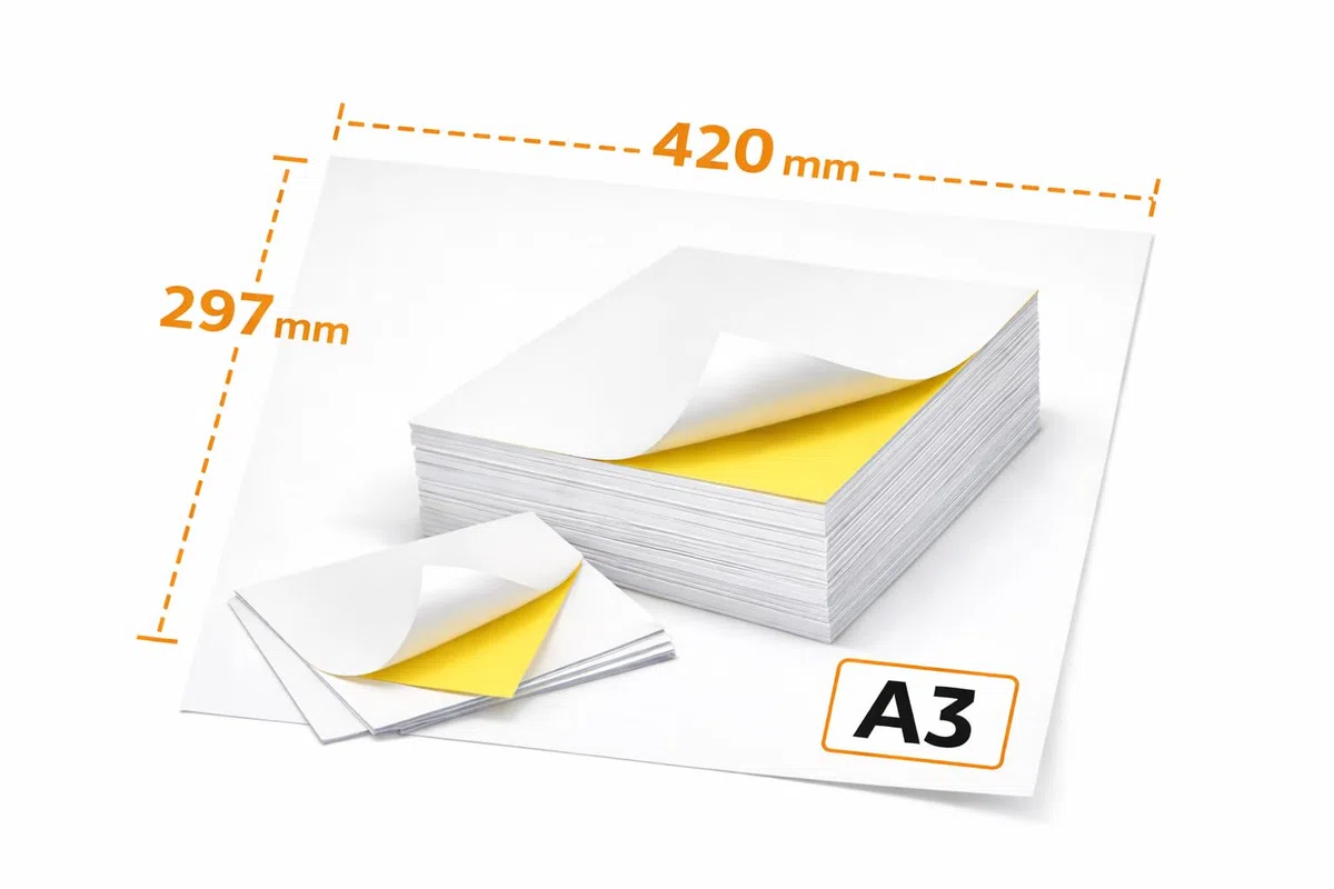50 x Hojas Adhesivas DIN A3 Blancas para Impresora Láser Color o Blanco y Negro, Imprimir Fotos o Stickers