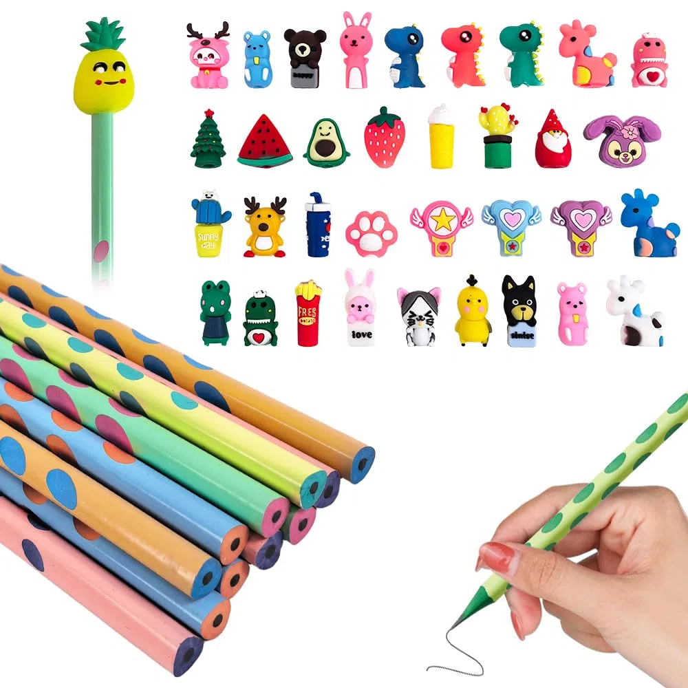 35 Pcs Lápices de Madera con muñeco de Animales Lápices Triangulares Gruesos 17.5cm 5 Colores Suaves Lapices Detalle Fiesta Cumpleaños Premio Regalo en El Colegio y Festividades para Pequenos