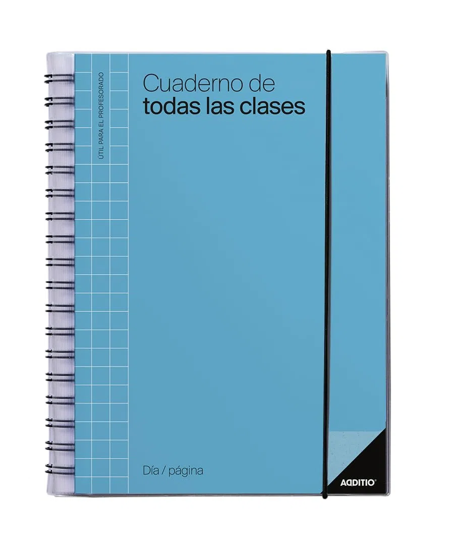 ADDITIO - Cuaderno de Todas las Clases día página para el profesorado | Planificación diaria con organización por meses | Evaluación continua | Tamaño 17 x 24 cm. | Español | Azul