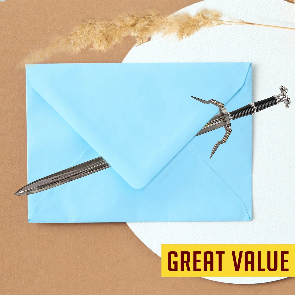 Espada de Witcher - Geralt of Rivia Espada plateada Abrecartas con soporte Espada en miniatura Espada plateada Videojuego Regalo para fanáticos