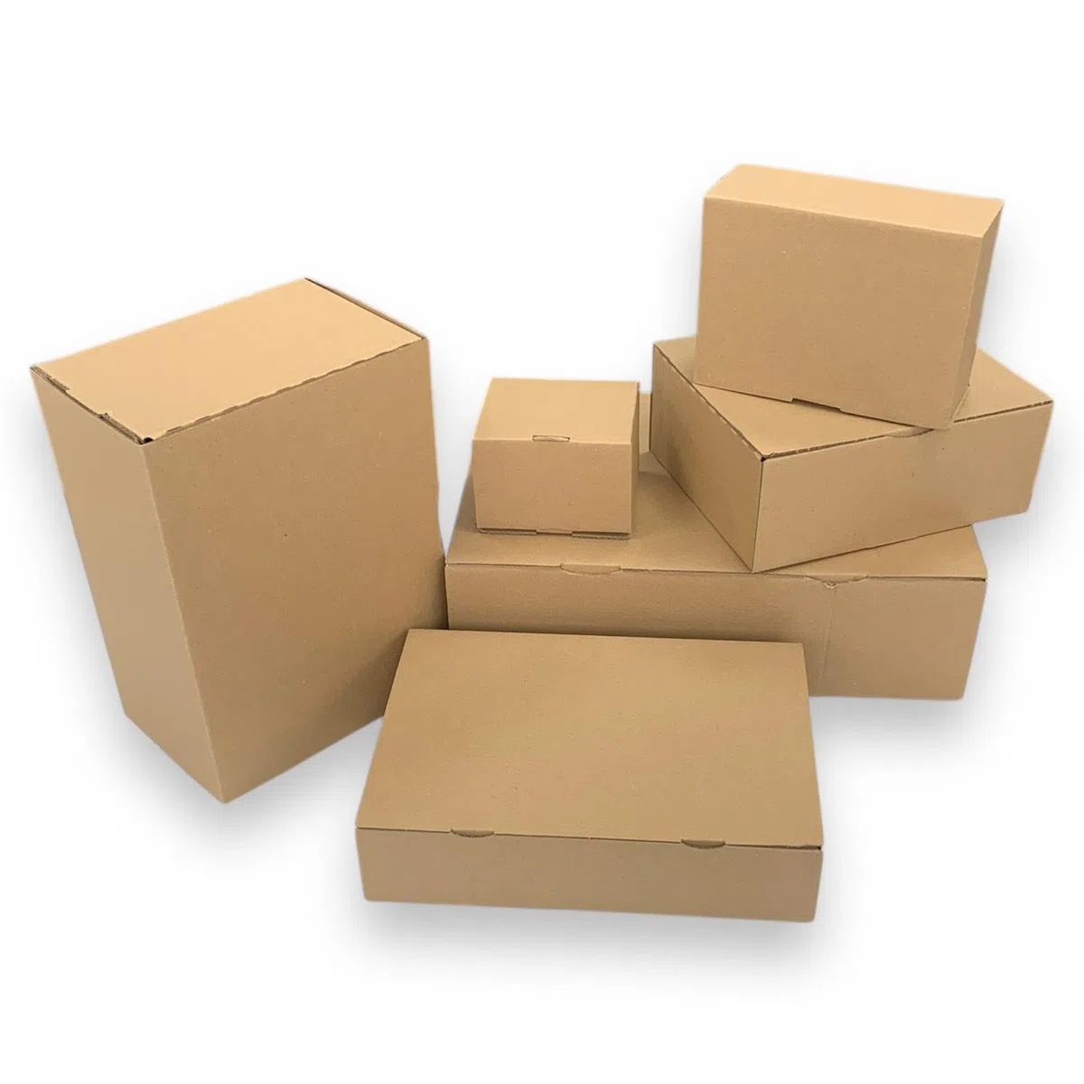 25 Cajas Automontables + 25/30 Hojas de Papel Manila (60x43cm), Cajas Postales de Cartón Reciclable - Montaje Instantáneo, Ideal para E-Commerce y Envíos Seguros (15x10x7cm - 25 Cajas + 25/30 Hojas)