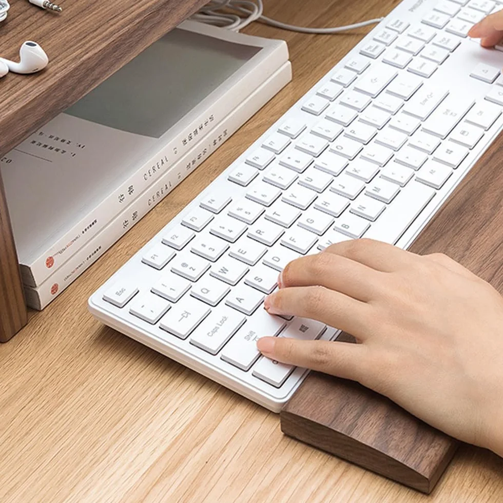 Reposamuñecas de Madera 60 Teclas Almohadilla Teclado de Madera Almohadilla Reposamuñecas con Revestimiento Antideslizante para la Oficina Gaming