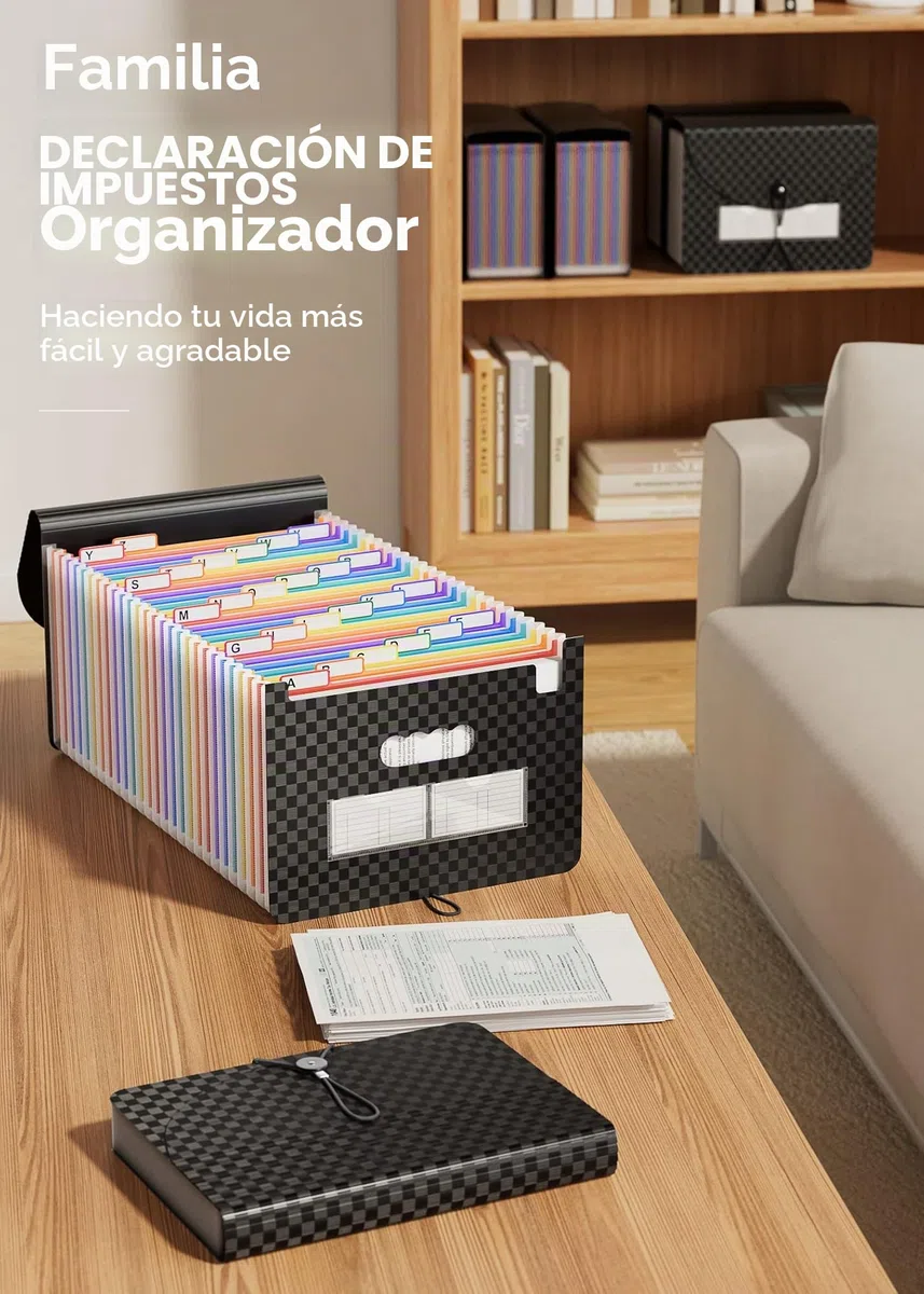 ABC life Carpeta de documentos A4, Carpeta A4, Carpeta de 26 compartimentos, Organizador de archivos, Bolsa de documentos de gran capacidad, Carpeta expandible en acordeón