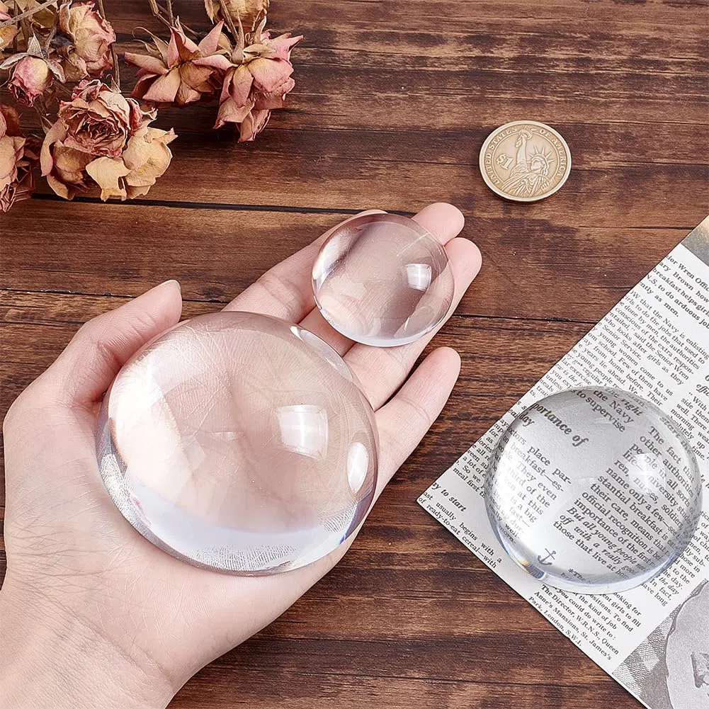 PH PandaHall 3 pisapapeles de cristal con forma de cúpula de cristal, lupa redonda, accesorios de escritorio de oficina, accesorios divertidos de recuerdo de oficina, regalo de mesa, para leer en el