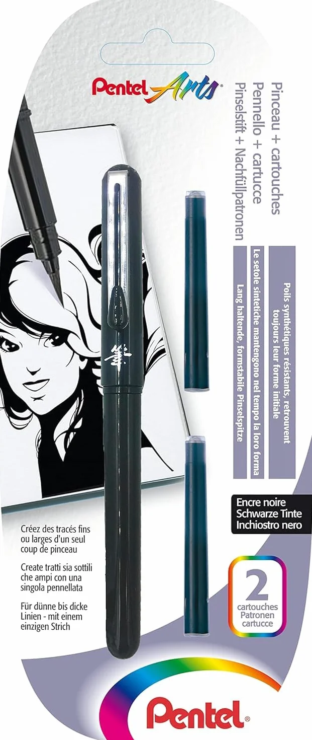 Pentel - Pincel recargable de tinta permanente Pocket Brush