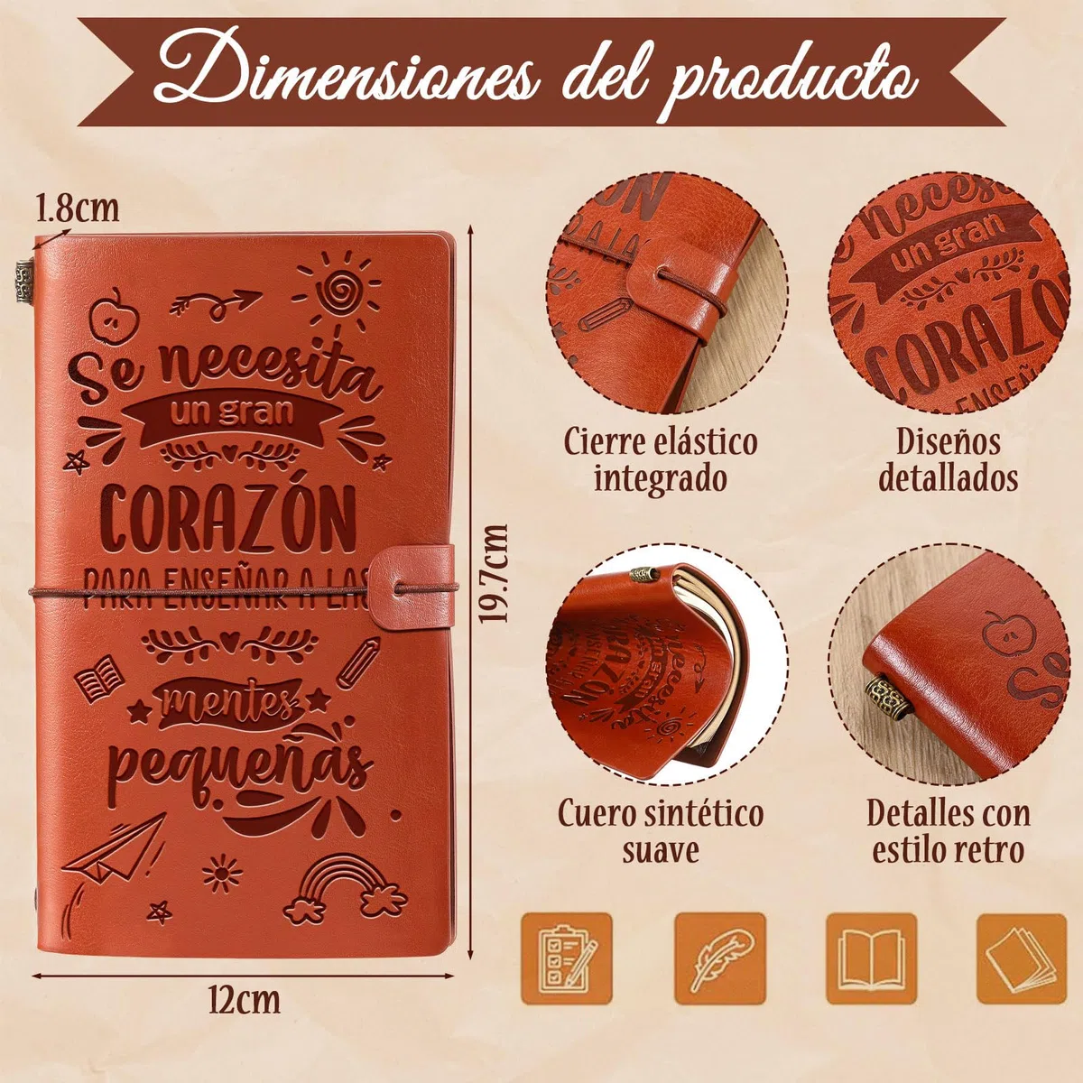 Clabby 3 Regalos de Profesores para Fin de Curso Incluye Cuaderno con Tapa de Cuero, Marcador de Libros Creativo para Profesores Bolígrafo de Madera Grabado de Agradecimiento para Maestras Graduación