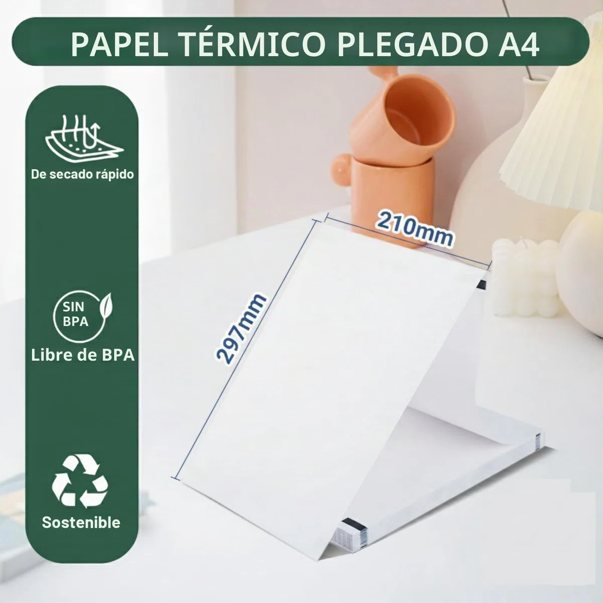 200 Hojas de Papel Térmico A4 - Papel Térmico para Impresora, 210 x 297 mm, 70 g/m² Pulpa de Madera Pura, Sin BPA, Compatible con la Mayoría de Impresoras Térmicas A4, para Impresión Continua