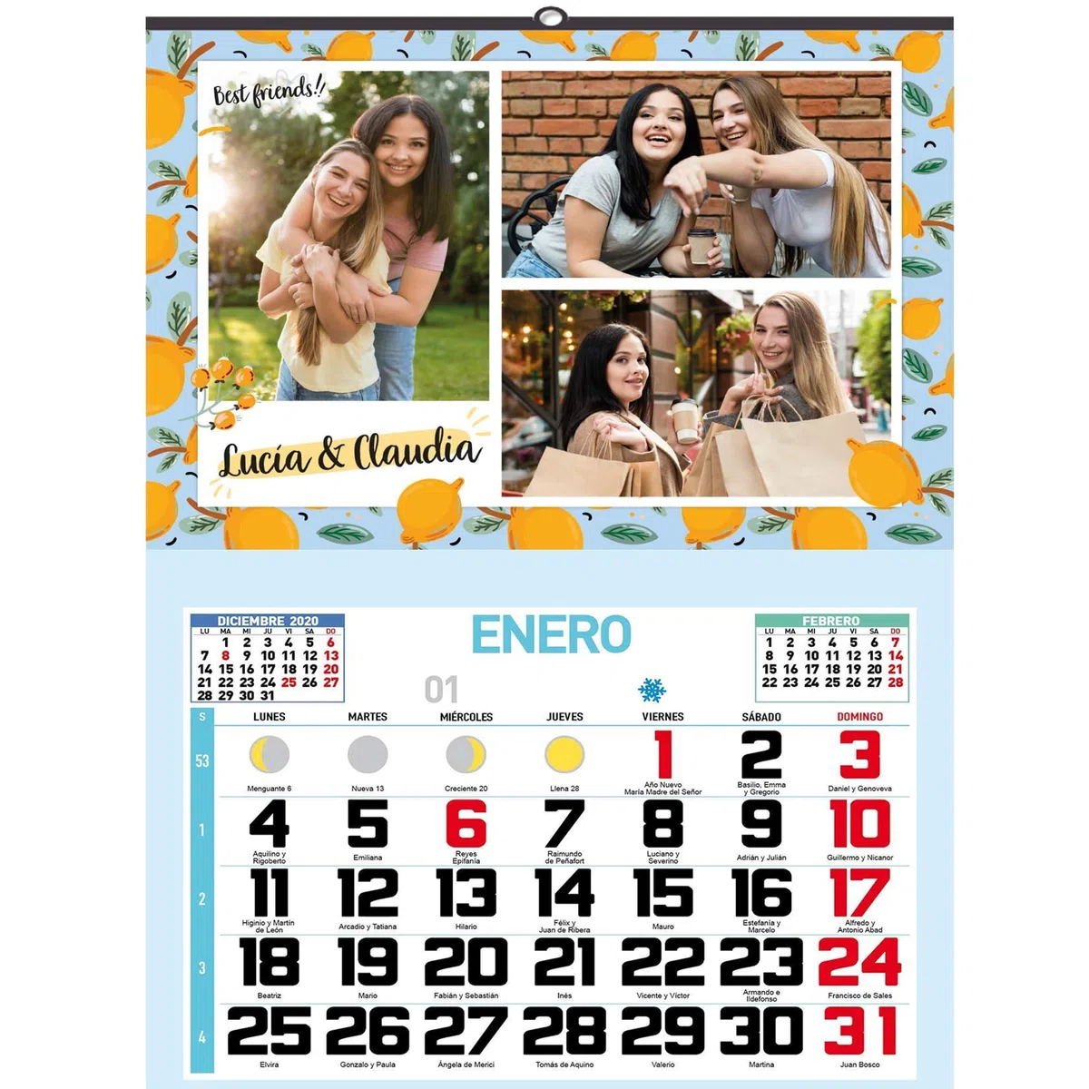Calendario 2026 de Pared Personalizado - Calendario 2026 Mensual con Festivos Enero 2026 a Diciembre 2026 - Contiene Colgador para Facilitar su Colocación en Pared. ONEPERSONAL