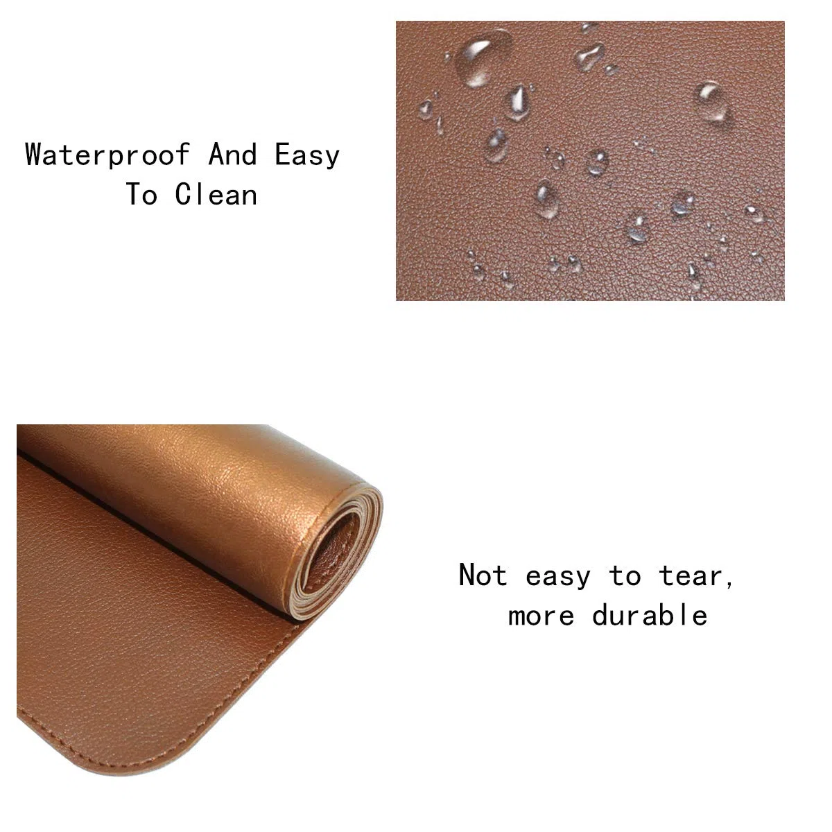 PU Cuero Alfombrilla de Escritorio de Oficina Multifuncional, Alfombrilla Ratón 60x40 cm, Almohadilla Escritura Impermeable y Antideslizante de Doble Cara para Computadora Portátil (Marrón)