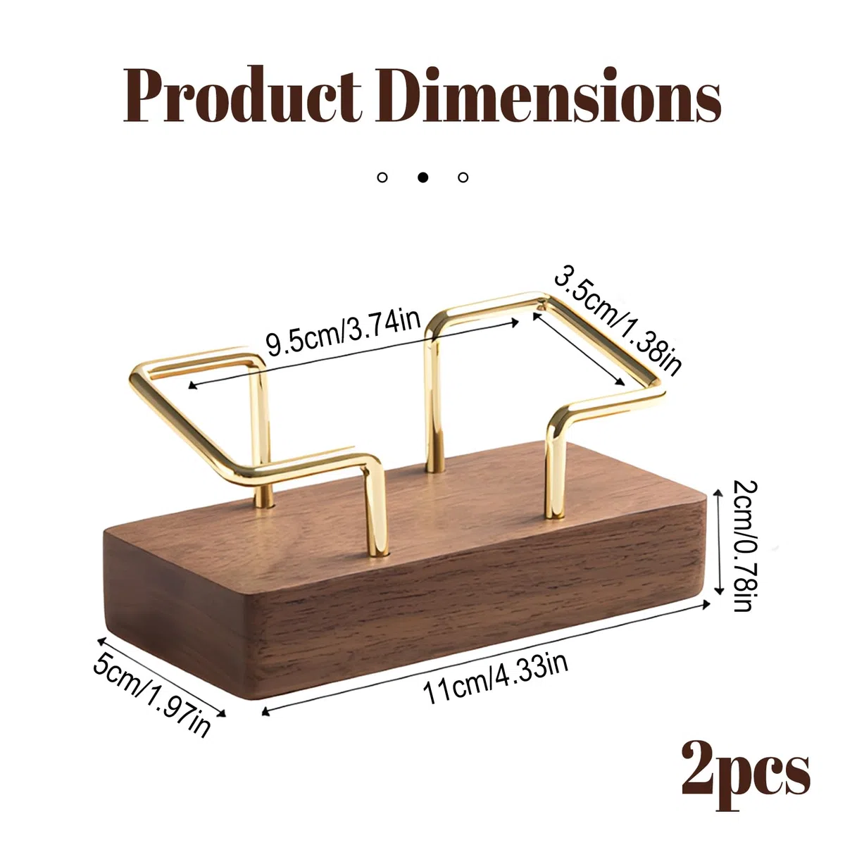 Soporte para tarjetas de visita, 2 unidades, madera de nogal y latón, soporte para tarjetas de visita, soporte de madera para escritorio, tienda, stand de feria