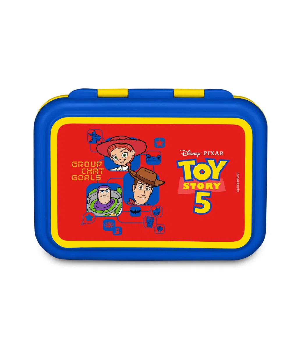 Seven Fiambrera Toy Story de 850 ml, divisor interior para aperitivos, fácil de abrir, resistente al calor, apto para lavavajillas, idea de regalo para niños, escuela, viajes, rojo/azul
