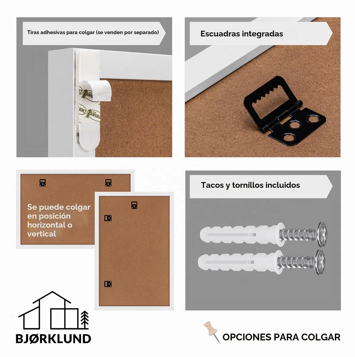 BJORKLUND Tableros de corcho | Tableros de visión grandes para el hogar, la oficina y los dormitorios