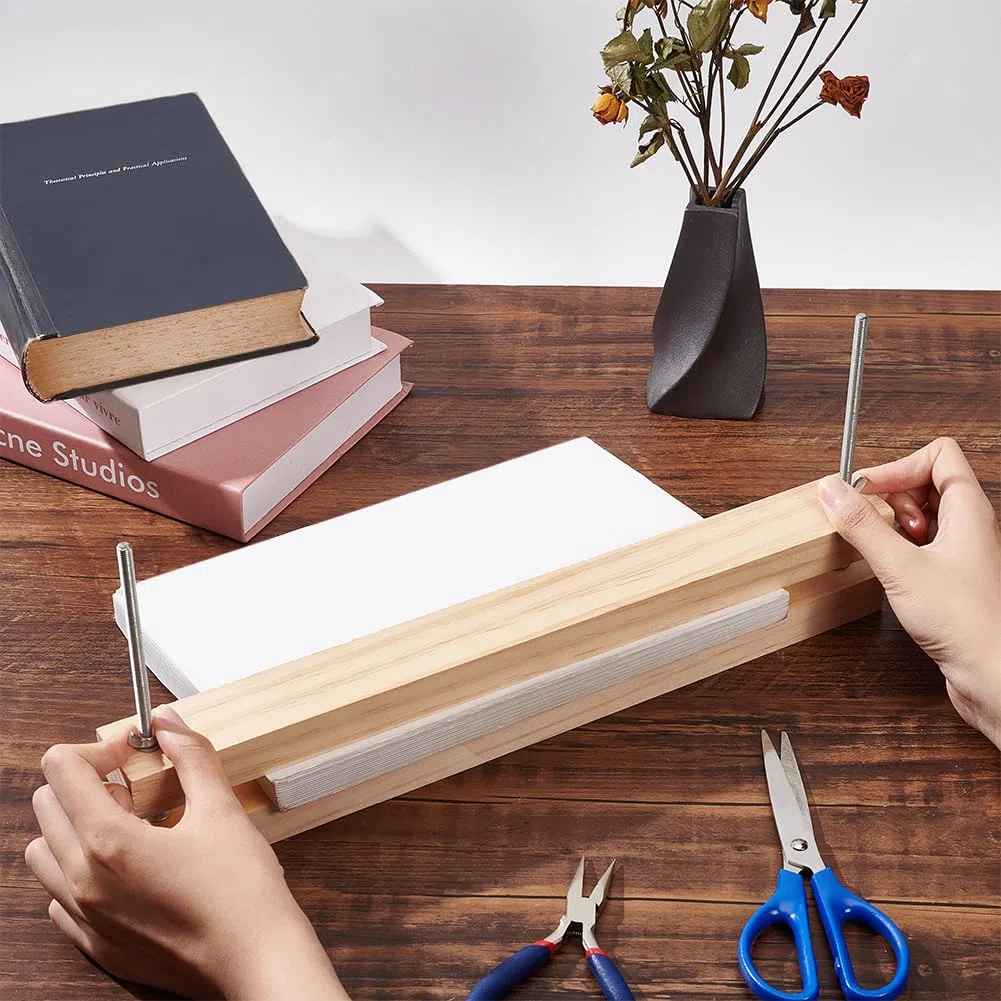 BENECREAT Prensa de Encuadernación de Madera Encuadernador de Prensa Grande Máquina de Prensa de Papel Plano de 380x38 mm/15x1.5 pulgadas Prensa de Acolchado de Factor de Forma de Madera