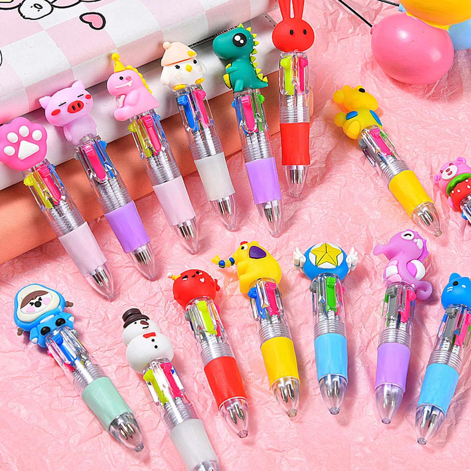 40 Bolígrafos Retráctiles 4 Colores Mini Bolígrafos colores Creativo Lindo Bolígrafo de Dibujos Animados, Bolígrafo Retráctil Material Escolar para Deberes Escuela Oficina Regalos