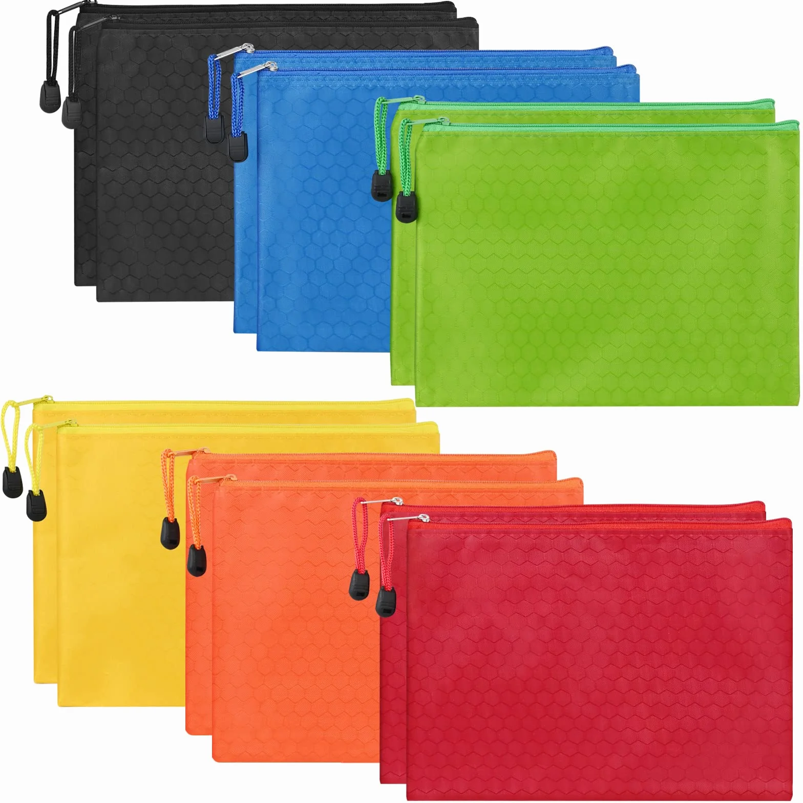 12 Piezas Bolsas de Documentos A5, Carpetas de Archivo de Cremallera A5, Bolsa de Archivo de Cremallera, Bolsas de Archivos con Cremallera para Material de Oficina Productos Cosméticos