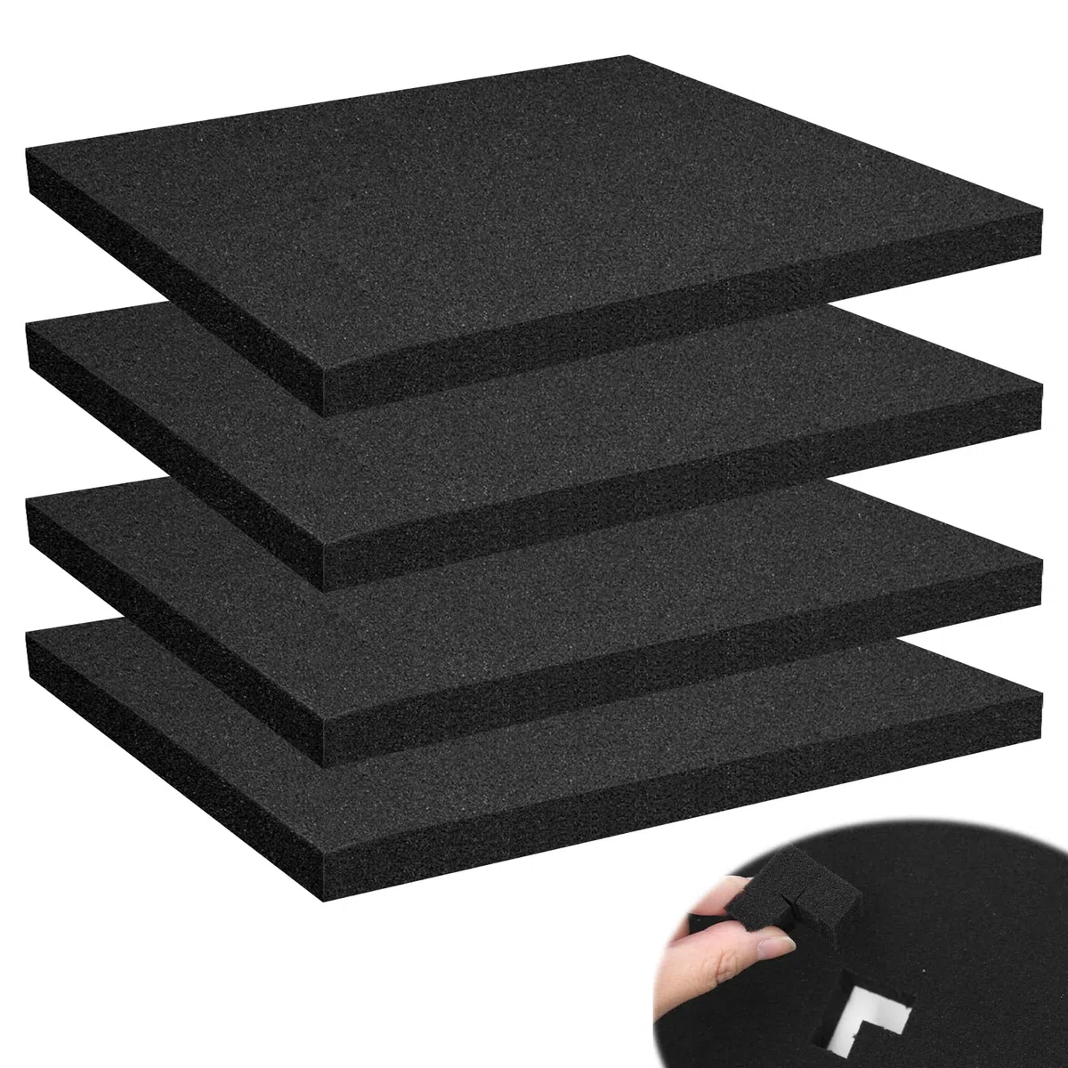 4 piezas de espuma protectora, espuma cortada de 40x30cm, insertos de esponja antigolpes precortados para cámaras de herramientas de embalaje (altura 25 mm)