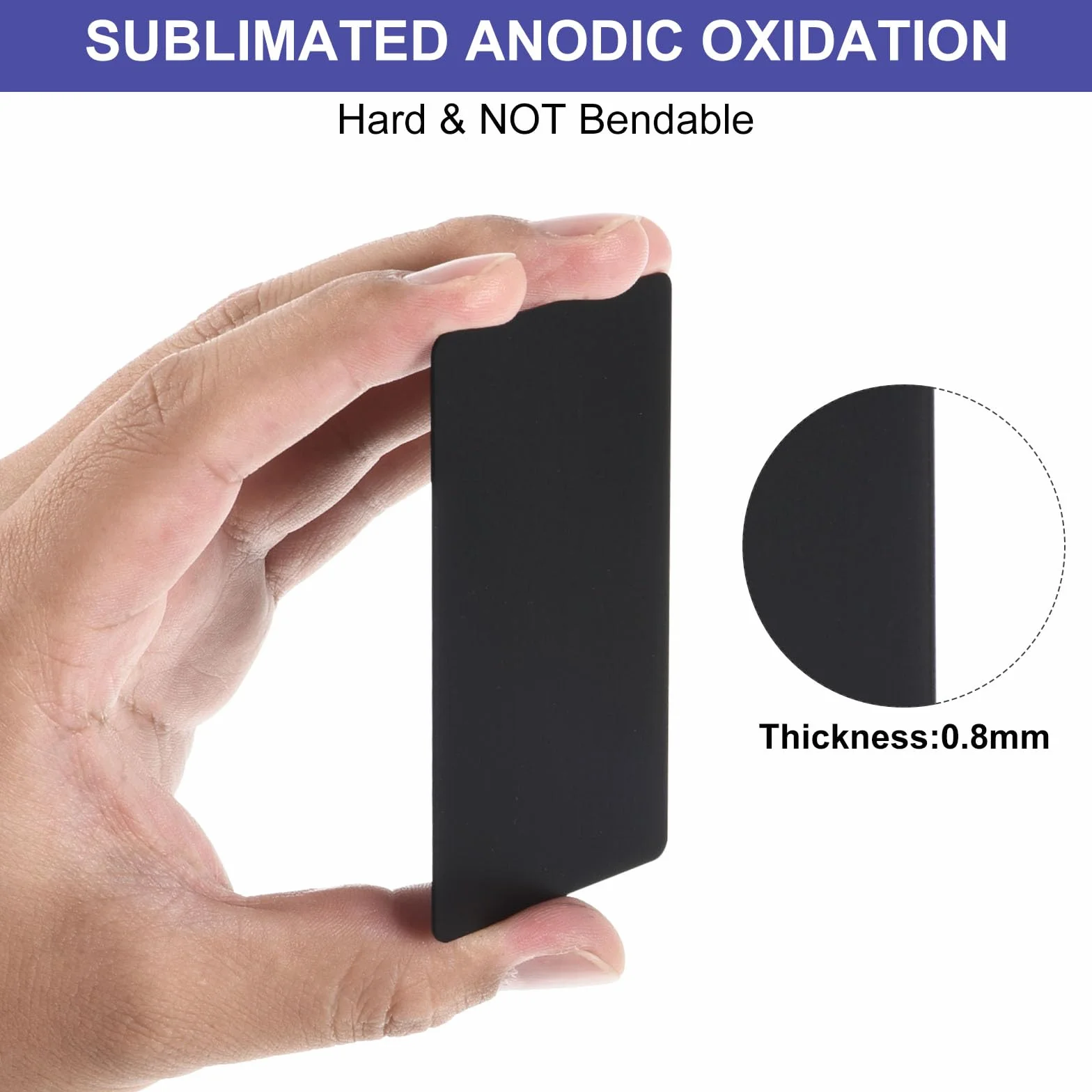 PATIKIL 15 Uds Metal Visita Tarjetas Anodizadas 0,8mm Grueso Anodizado Aluminio Blancos Nombre Tarjeta 3.4x2.1" Imprimible Nombre Tarjeta para Personalizado DIY, Negro